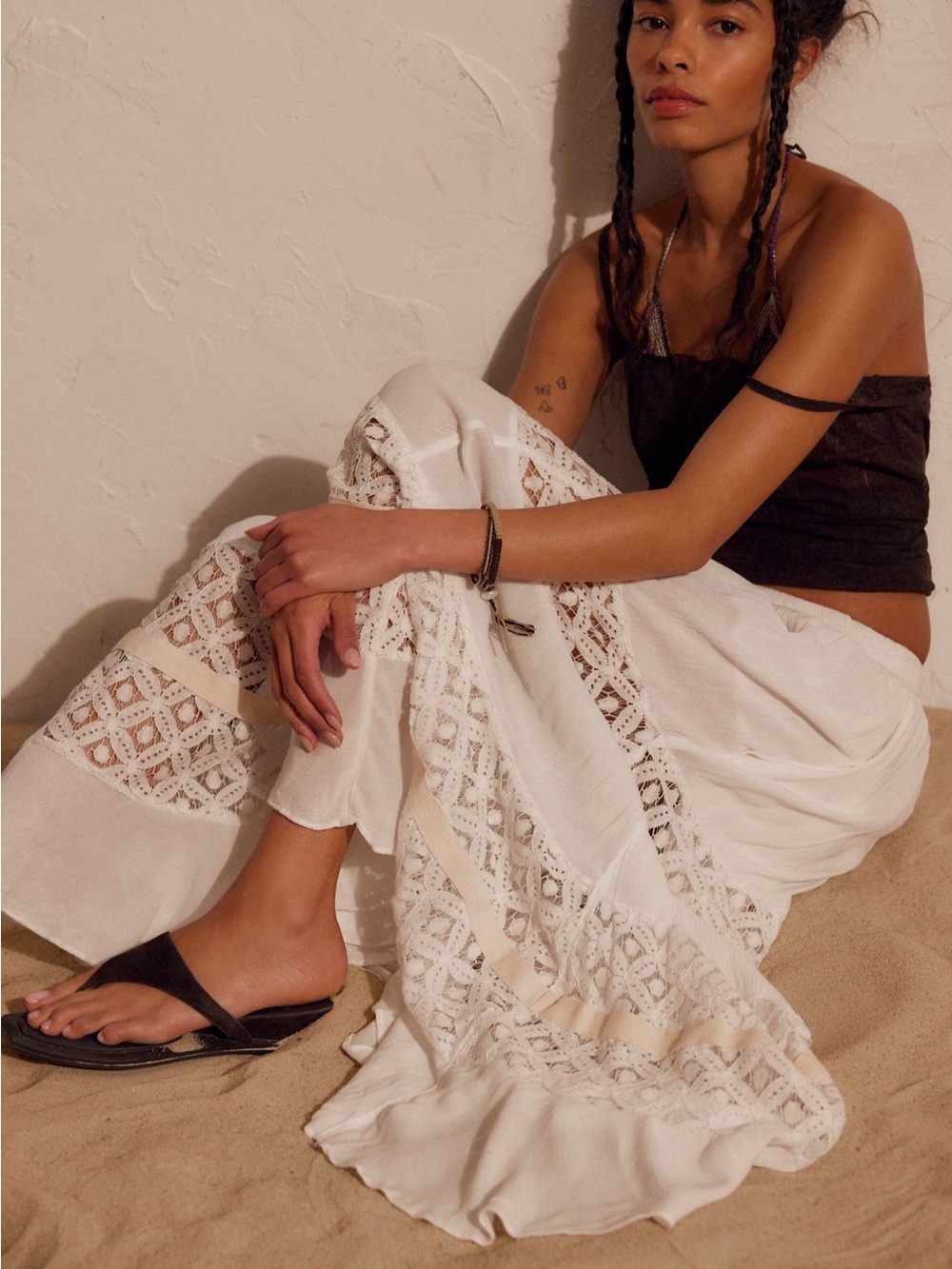 Free People Swept Away Maxi Skirt Size Small S/P in Clean Ivory - Boho Crochet - Picture 7 of 13
